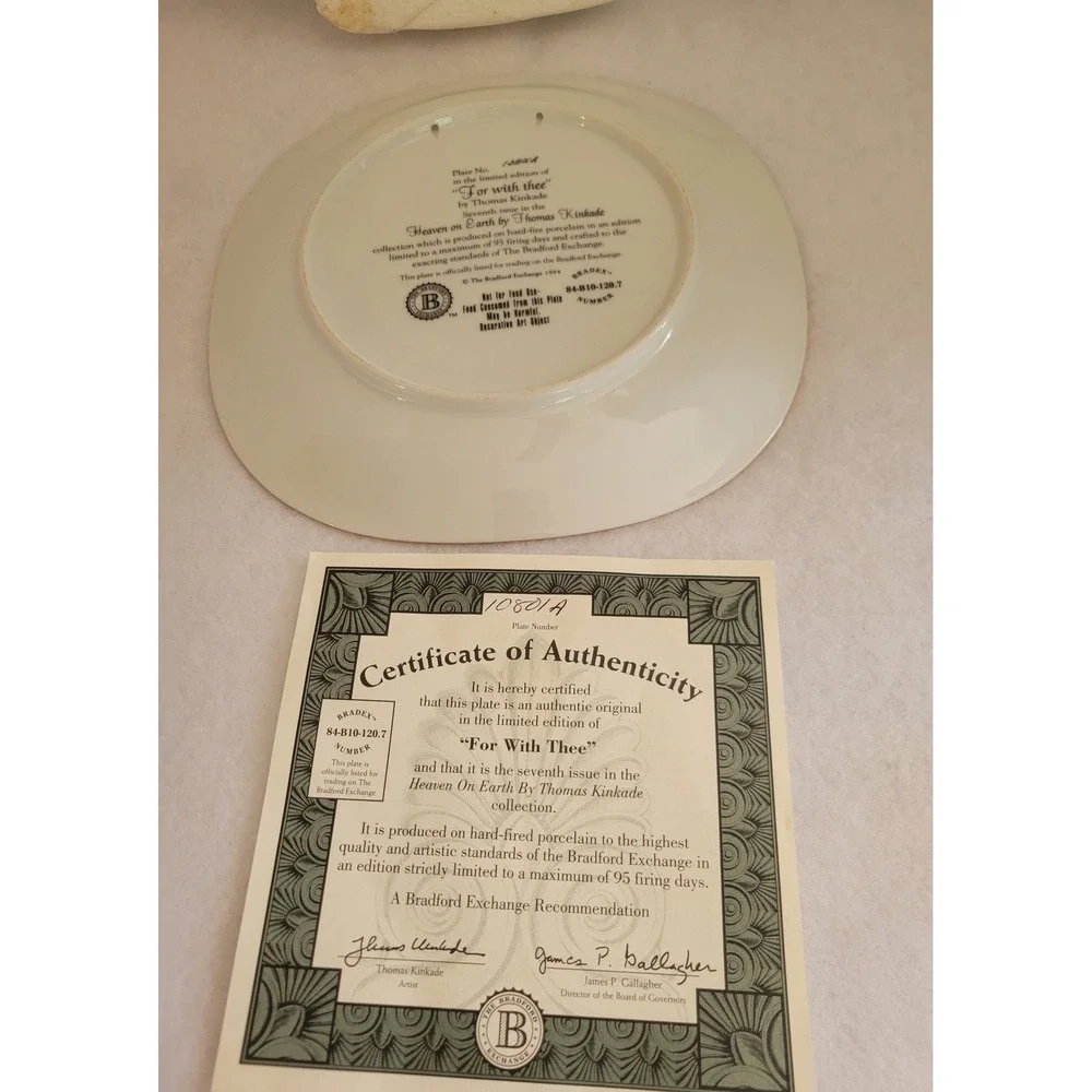 Thomas Kinkade Collector Plate Bradford Exch. For With‎ Thee Heaven 8in Cottage - Picture 6 of 11